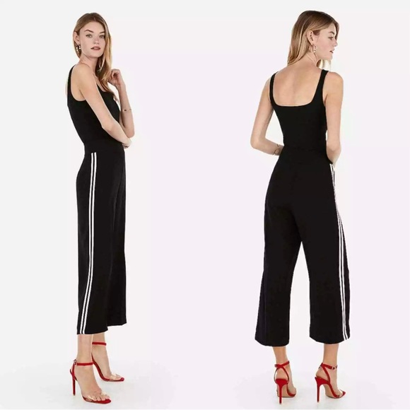 Express Cropped Culottes High Rise White Side Stripe Size 10 - Picture 1 of 11